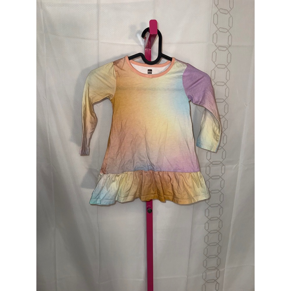 Tea Collection Kids Tie Dye Long Sleeve Ruffle‎ Hem Dress Size 3